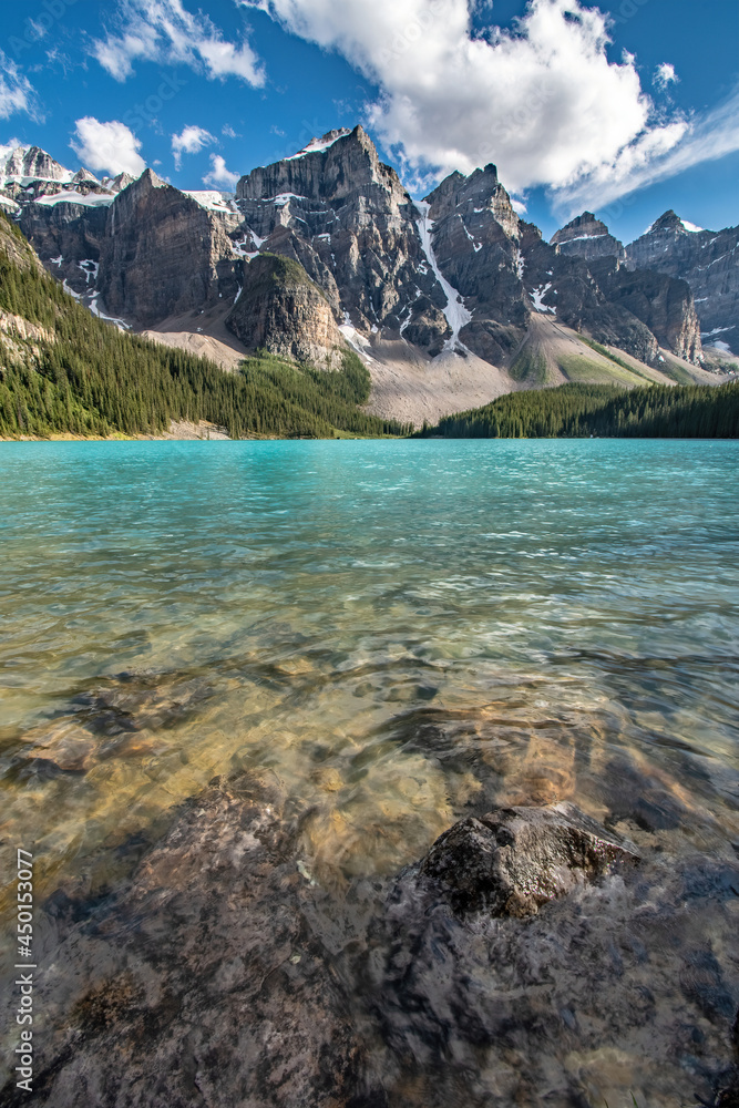  MORRAINE LAKE AND SUBMERGED ROCK - BANFF NP
