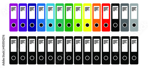 Archiving, ring binders. Paper binder icon or logo. Administration, archive document data office. Cartoon drawing office clip binder clamp. Attached, attach, page. Vector business or school binding.