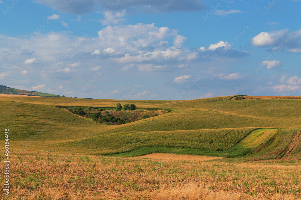Beautiful wavy landscape of Moravian Tuscany in the Czech Republic. Blue sky and clouds. Beautiful wavy landscape of Moravian Tuscany in the Czech Republic. Blue sky and clouds.