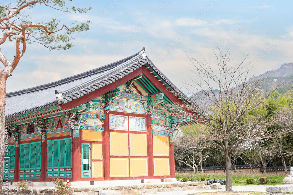 Beautiful landscape with religious building in buddhist temple Songgwangsa, South Korea