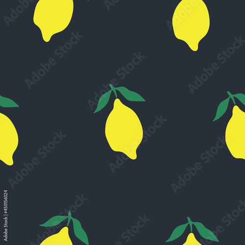 Seamless pattern lemons on a dark background
