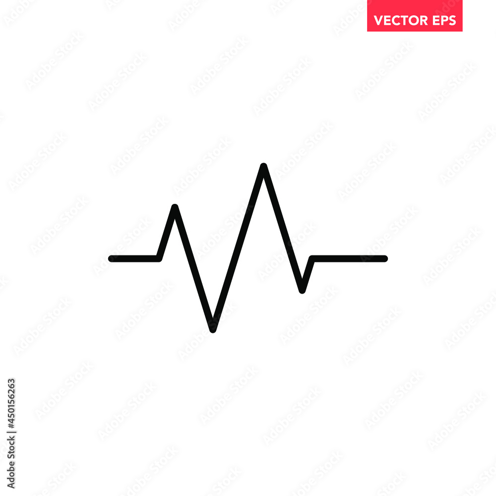 Black single sound audio wave line icon, simple digital soundwave ...