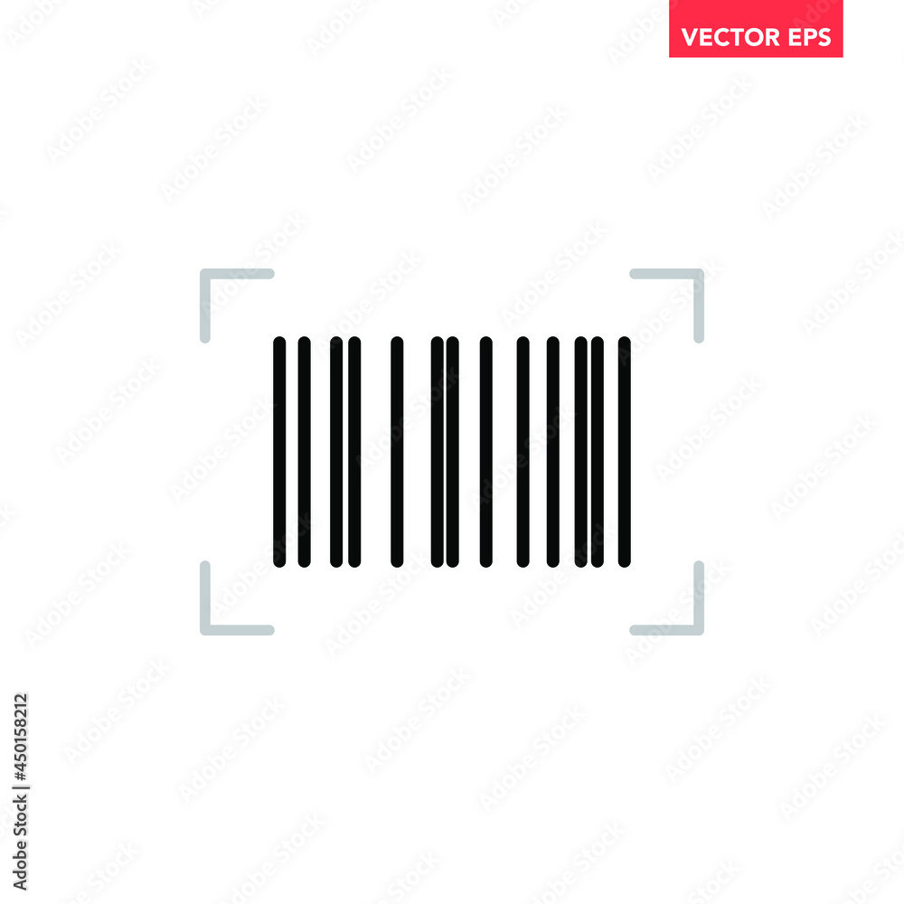 Black single scanning bar code icon, simple business coding flat design ...