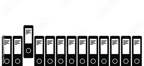 Archiving, ring binders. Paper binder icon or logo. Administration, archive document data office. Cartoon drawing office clip binder clamp. Attached, attach, page. Vector business or school binding.