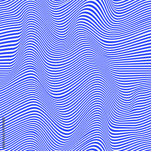 Distorted lines in web blue. Vector seamless pattern