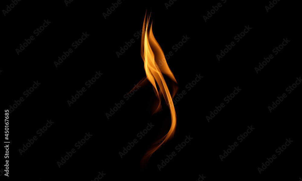 Fototapeta premium Flame tongues on a black background in high resolution. 3D rendering