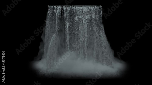 Waterfall texture Isolated on Black with Alpha