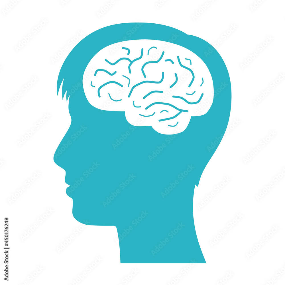 Man head with brain silhouette vector