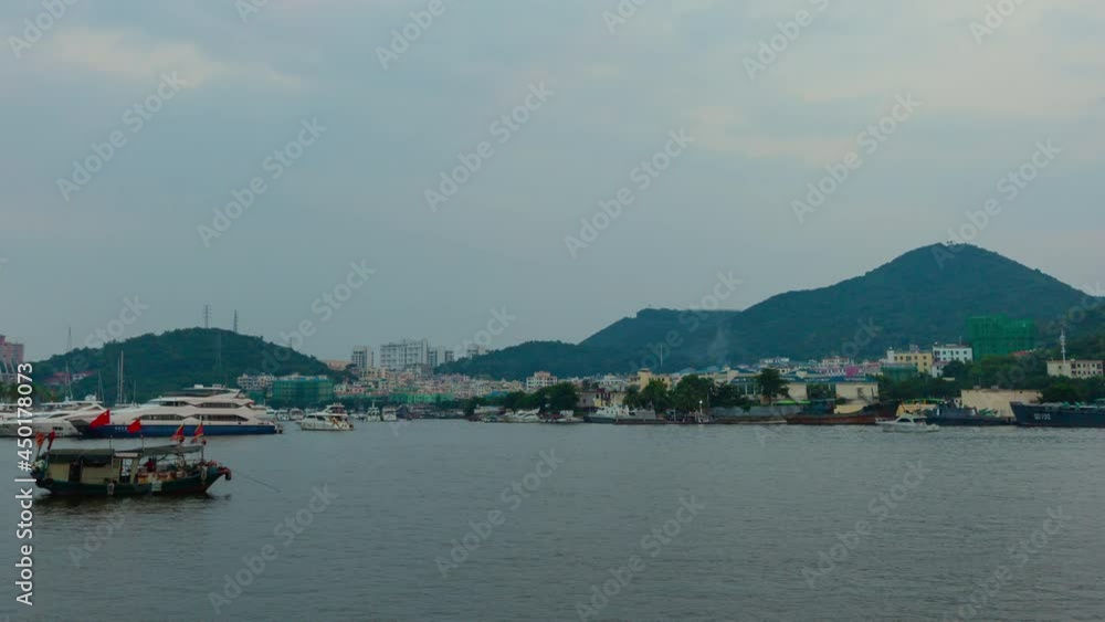 sunset evening hainan sanya traffic riverside bay panorama timelapse 4k china sunset evening hainan sanya traffic riverside bay panorama timelapse 4k china