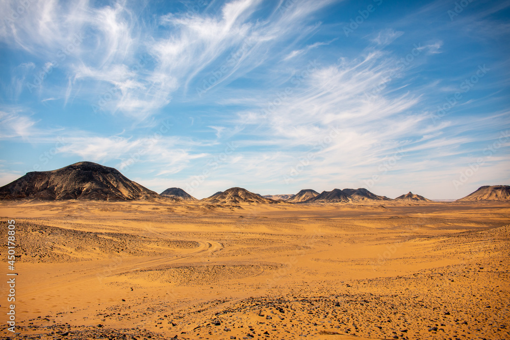 Blue sky above the Black desert, Egypt.