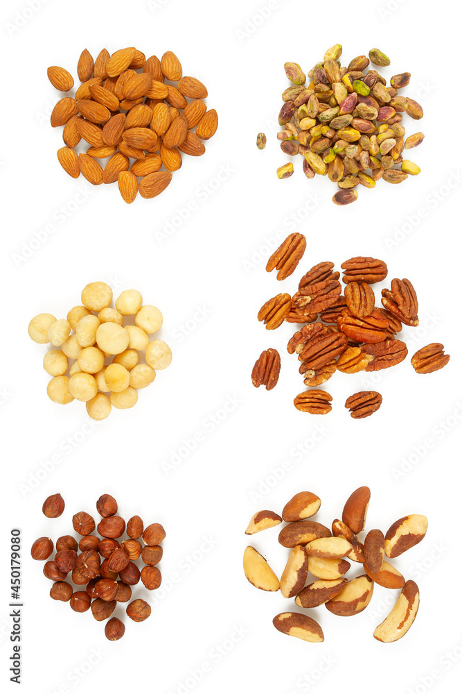 Obraz premium nut assortment isolated on white background