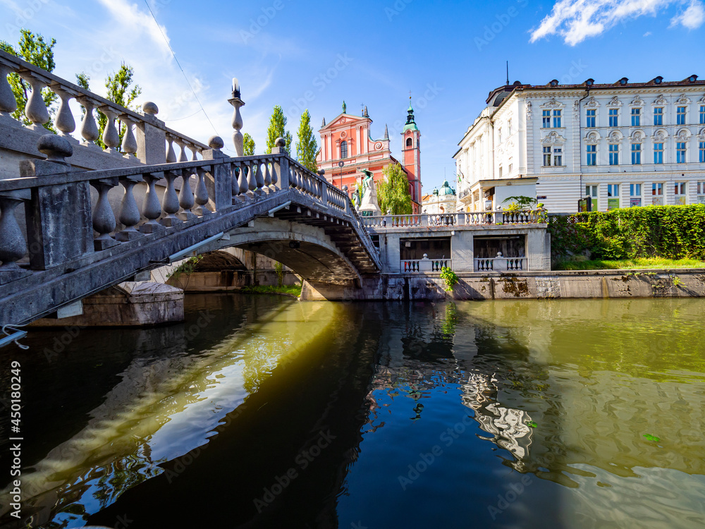 River view of the church of Ljubljana