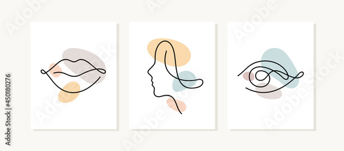 Beauty posters. Continuous line vector illustration.