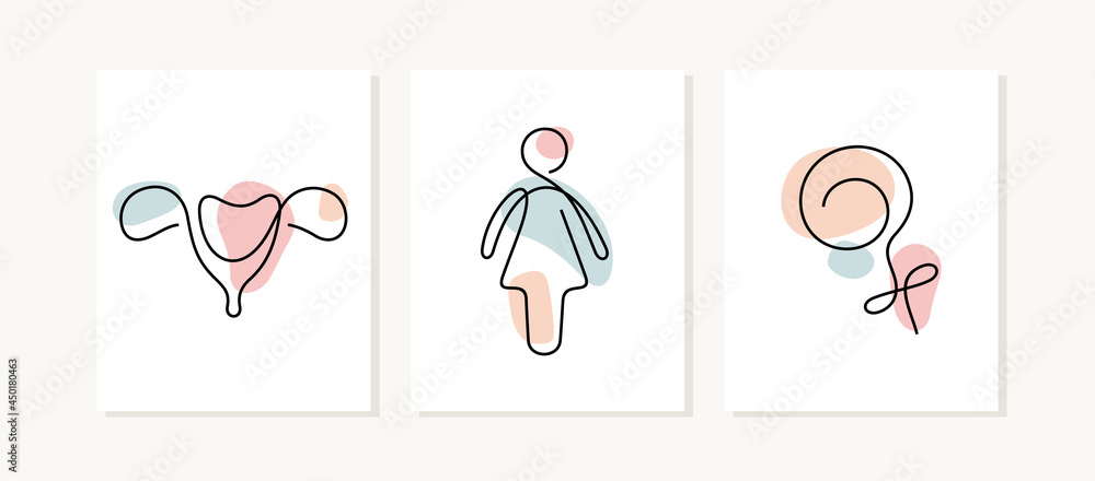Fotografija Woman symbols. Continuous line vector illustration.