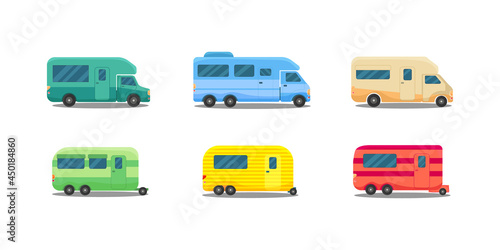 House on wheels, vintage cars, bus campervan. 