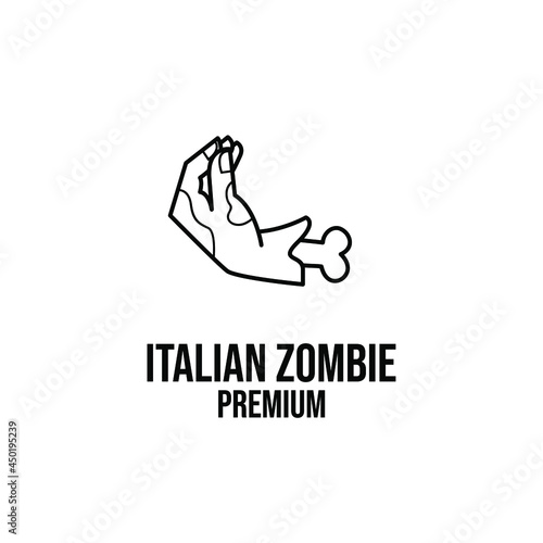 italian zombie pinecone hand gesture logo icon design vector illustration