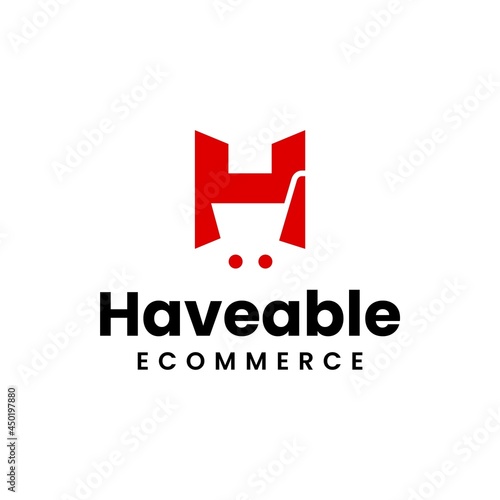 Unique and simple logo about shopping cart and letter H. EPS 10, Vector.