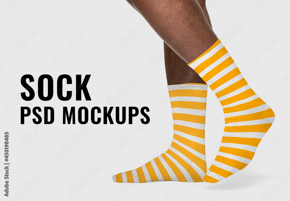 Striped Crew Socks Mockup Stock Template Adobe Stock