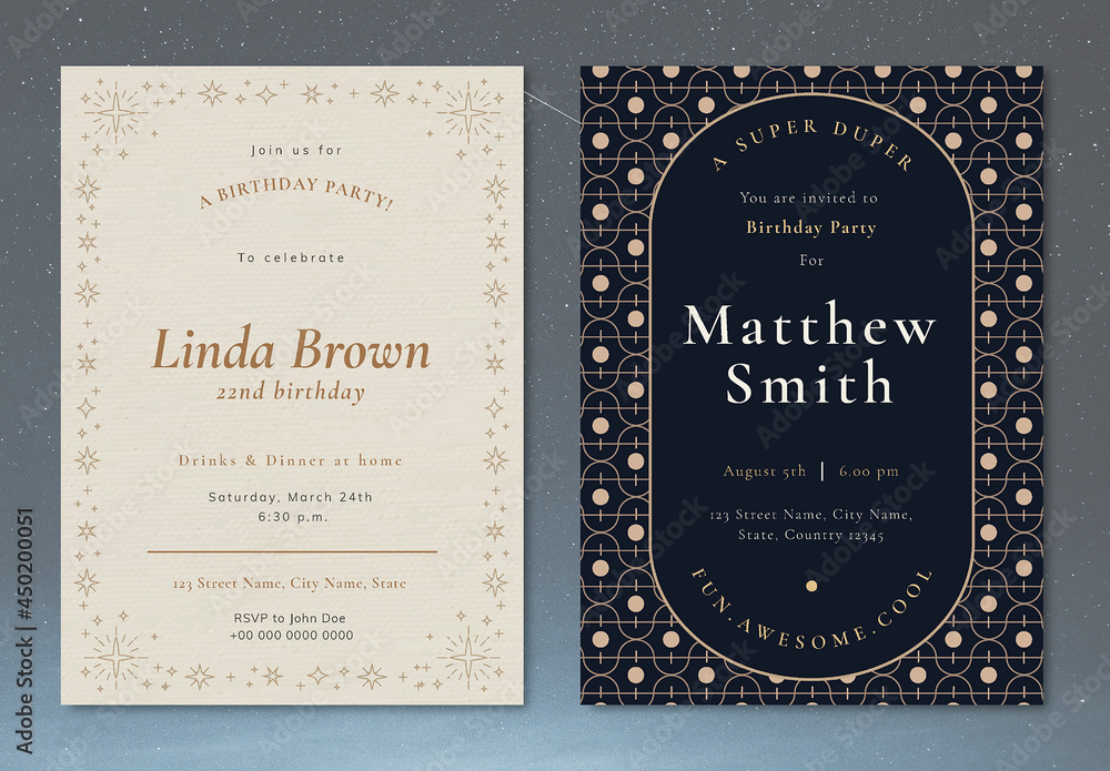 Editable Birthday Party Invitation Template Stock Template | Adobe Stock