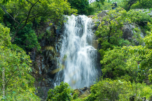 Front center shot of beautiful horsetail waterfall in Ajijic