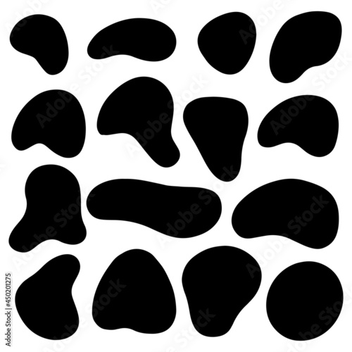 Random blotch, inkblot. Organic blob, blot. Random blob organic geometric round pattern isolated on white background. vector illustration.