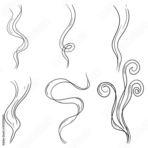 set of doodle smoke symbol. Aroma smell icon. hand drawn Vector illustration.