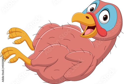 Cartoon funny turkey bird naked