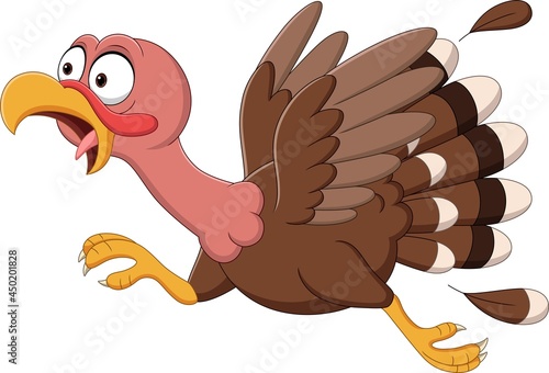 Cartoon funny turkey bird running