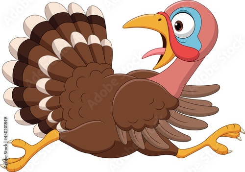 Cartoon funny turkey bird running