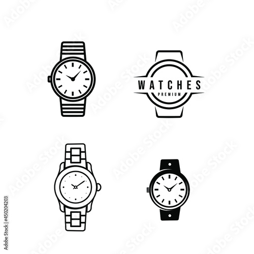 set collection watch vintage luxury logo icon design vector