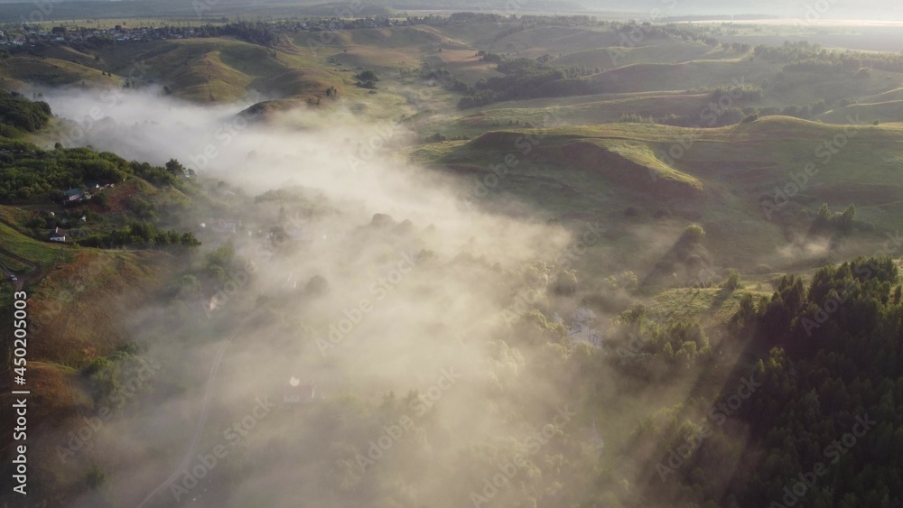 waterfall in the fog