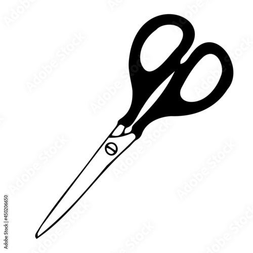 Vector illustration of the office, simple icons, scissors, paper clips, ruler, paper clip, compasses