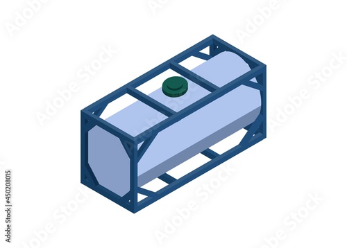 Tank container in isometric view. Simple flat illustration