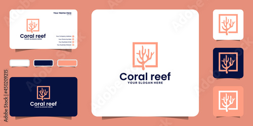 coral reef logo design inspiration and business card inspiration