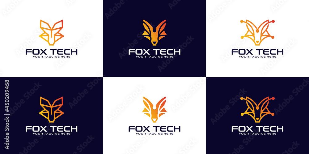 Fox technology data animal head logo design inspiration collection Fox technology data animal head logo design inspiration collection