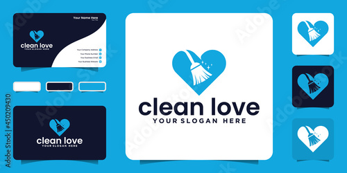 clean love logo design inspiration and business card