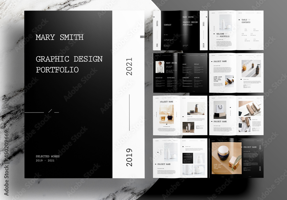 Modern Graphic Design Portfolio Layout Stock Template | Adobe Stock