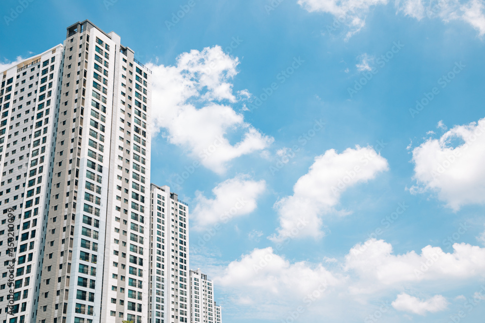 Modern apartment building exterior in Korea Modern apartment building exterior in Korea