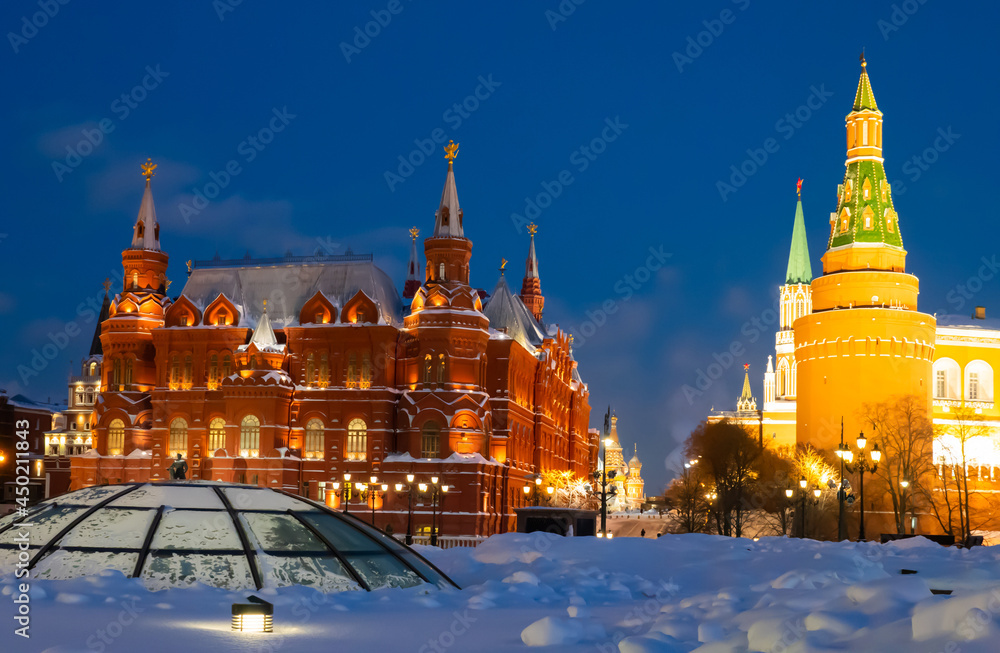 Manezhnaya square near Moscow Kremlin and historical museum