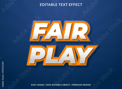 fair play text effect editable template with abstract style use for business logo and brand