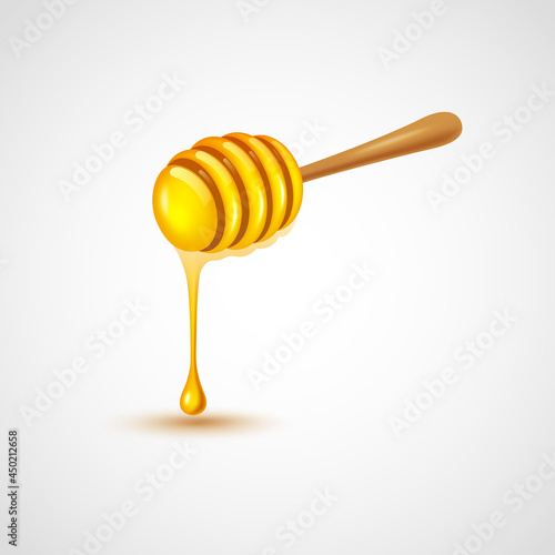 Honey dipper on white background. vector illustration