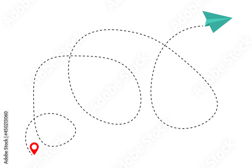Airplane routes. Travel vector icon. Travel from start point 