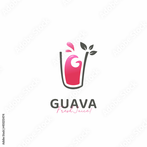 Fresh Guava fruit juice drink logo icon template