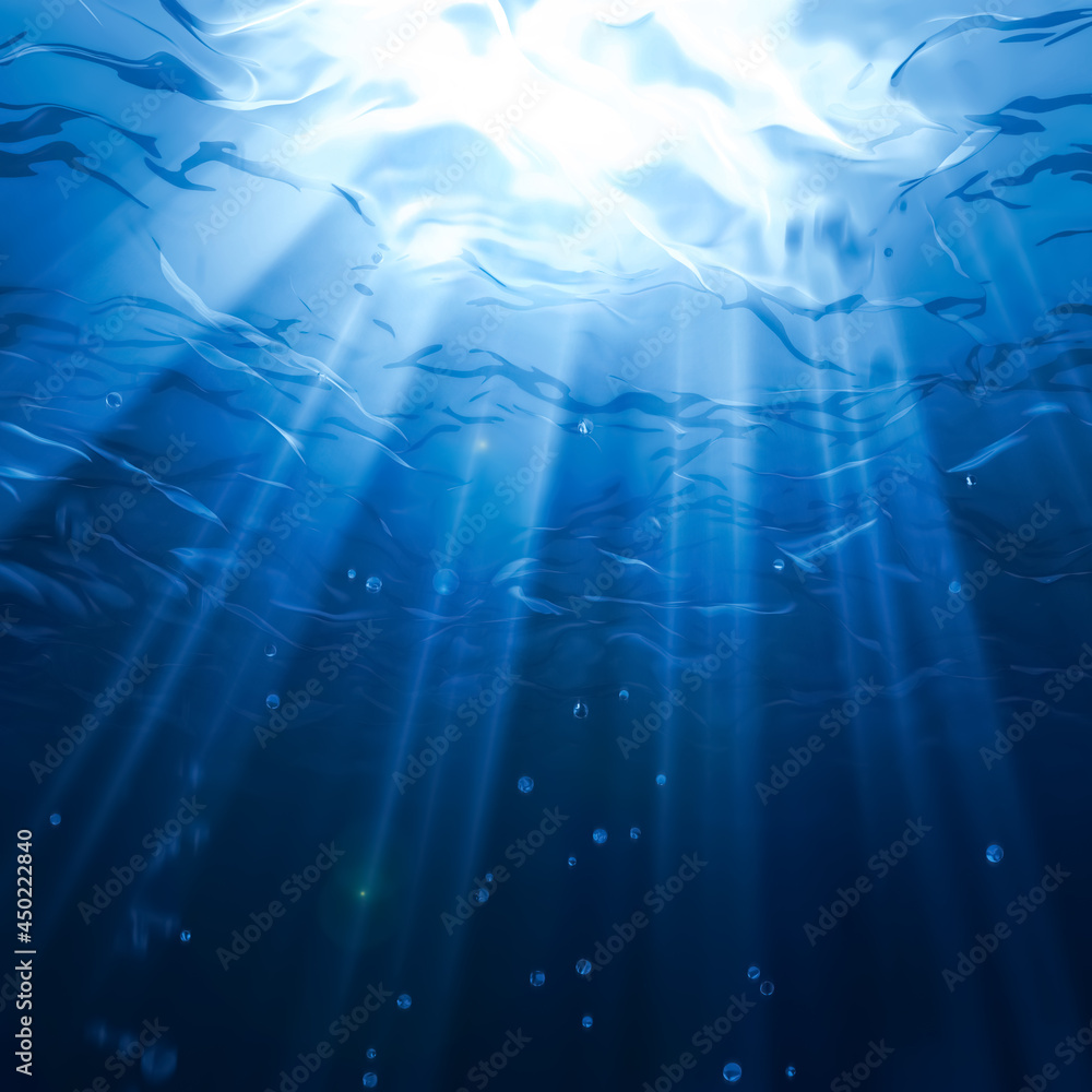 Fototapeta premium 3D Rendering of Caustic Light Shines Under the Sea