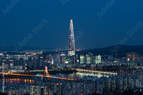 Photography night view of seoul night cityscape of korea