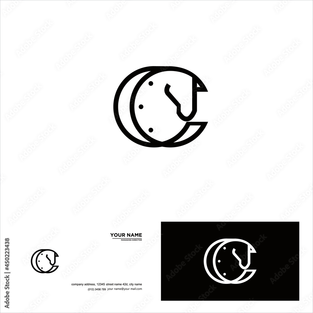 Obraz premium creative simple logo design letter C horse