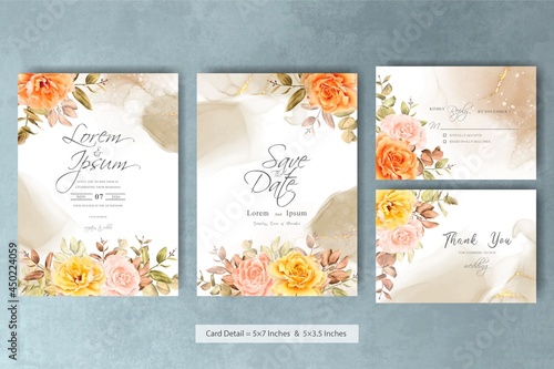 Set of Rustic Bohemian Fall Autumn Wedding Invitation Template