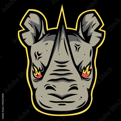 Rhinoceros head from wild animals vector set