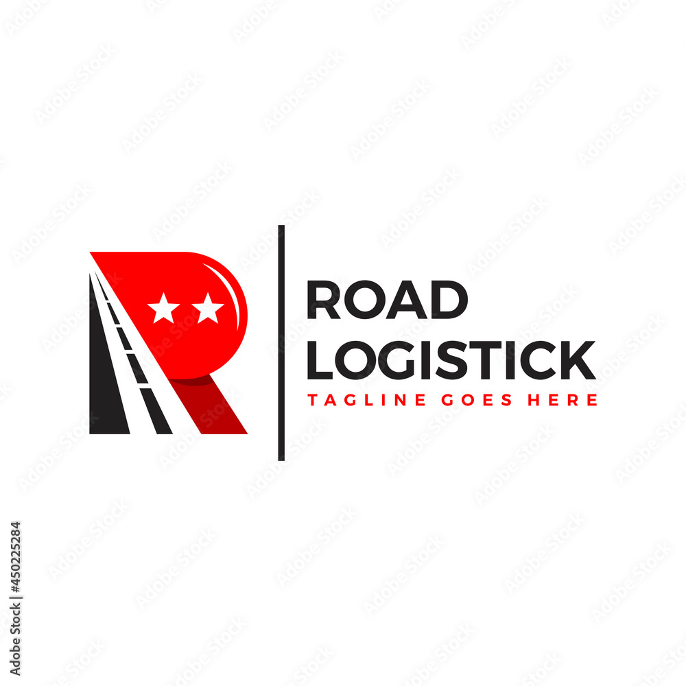 road transportation illustration logo with letter R road transportation illustration logo with letter R