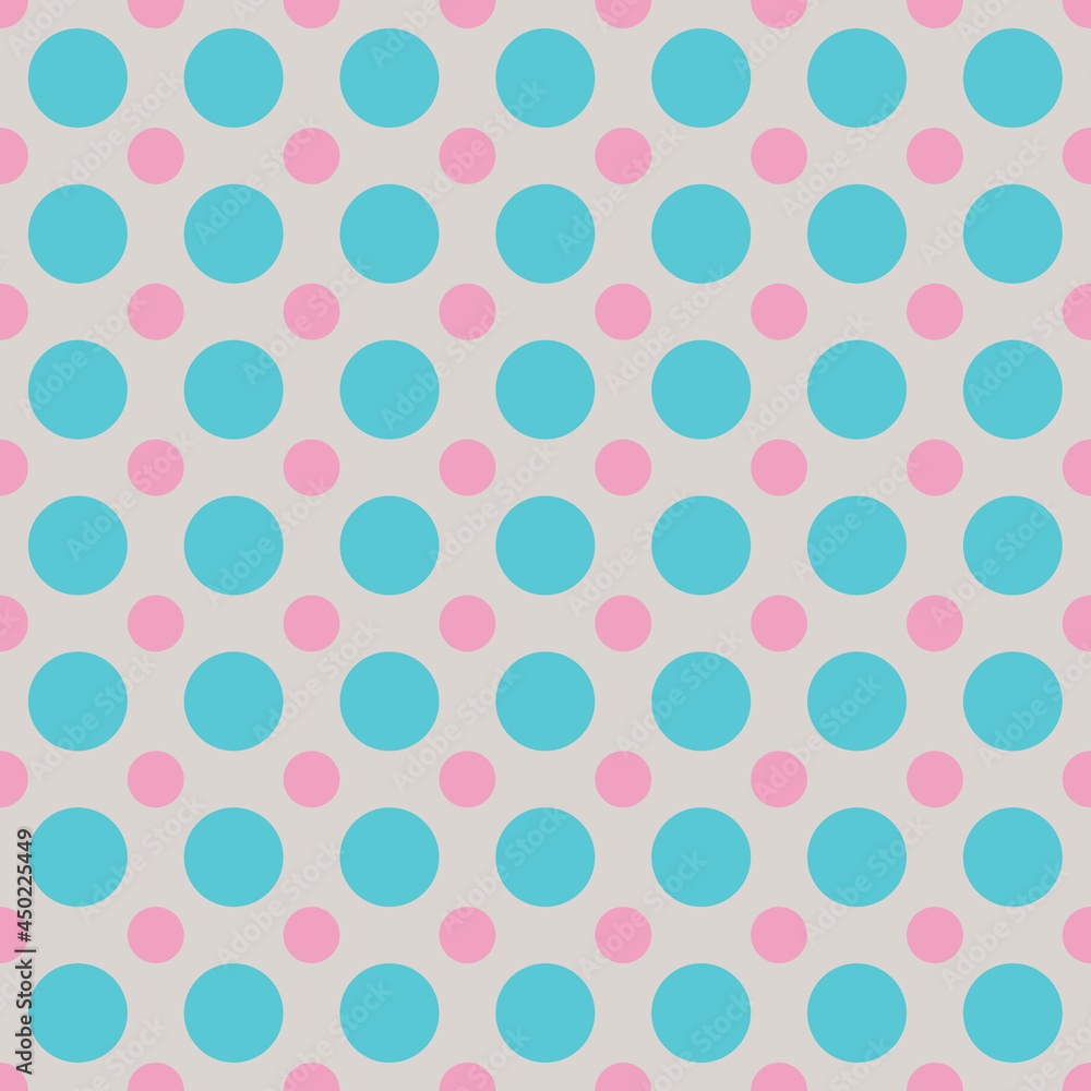 Polka Dot Pattern, Blue Radiance mix with Prism Pink and White Sand Color. Seamless Background for graphic design, fabric, textile, fashion. Color Trend 2021 - 2022 autumn, winter Polka Dot Pattern, Blue Radiance mix with Prism Pink and White Sand Color. Seamless Background for graphic design, fabric, textile, fashion. Color Trend 2021 - 2022 autumn, winter